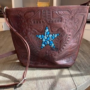 Leaders in Leather-Brown printed leather purse